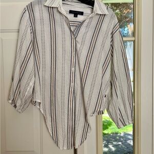 Tommy Hilfiger White Striped Button Down Shirt Small/ P